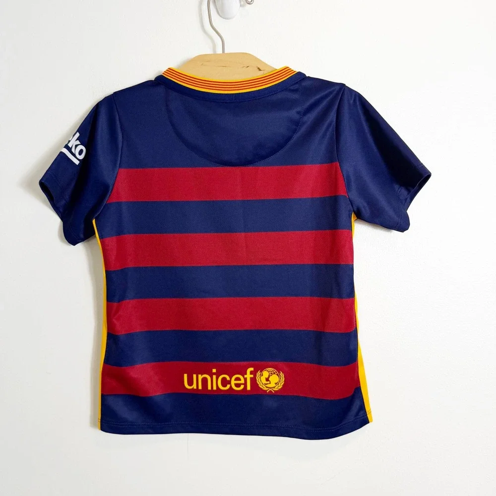 Nike FC Barcelona Soccer Kit Boys XS Blue Red 2015-16 Jersey Shorts Set